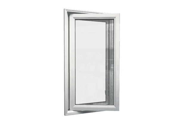 Casement window, hinged at the side and cranked open