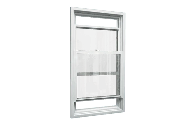 Double-hung window with two sliding sashes
